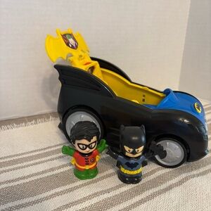 Little People  2-in-1 Batmobile playset with Batman and Robin figures.